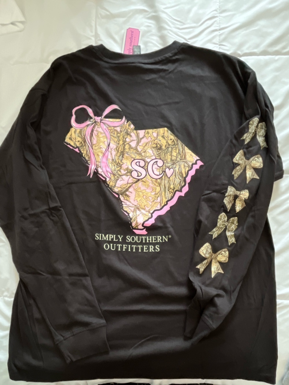 Simply Southern “SC” State Camo Long Sleeve Black. Size Large